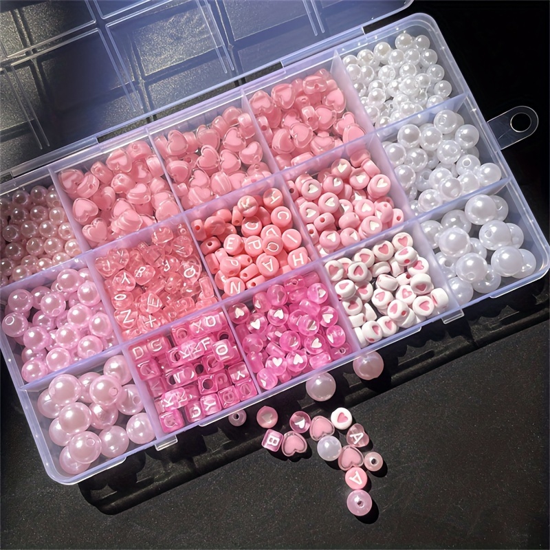 Bead Organizer Tray - Caja de Alfabeto Rosa de 10