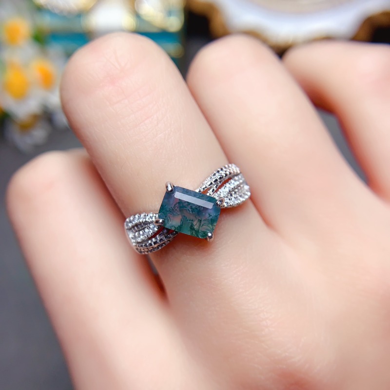Jewelry Making University - Luxyimagic-anillos de ágata de musgo de