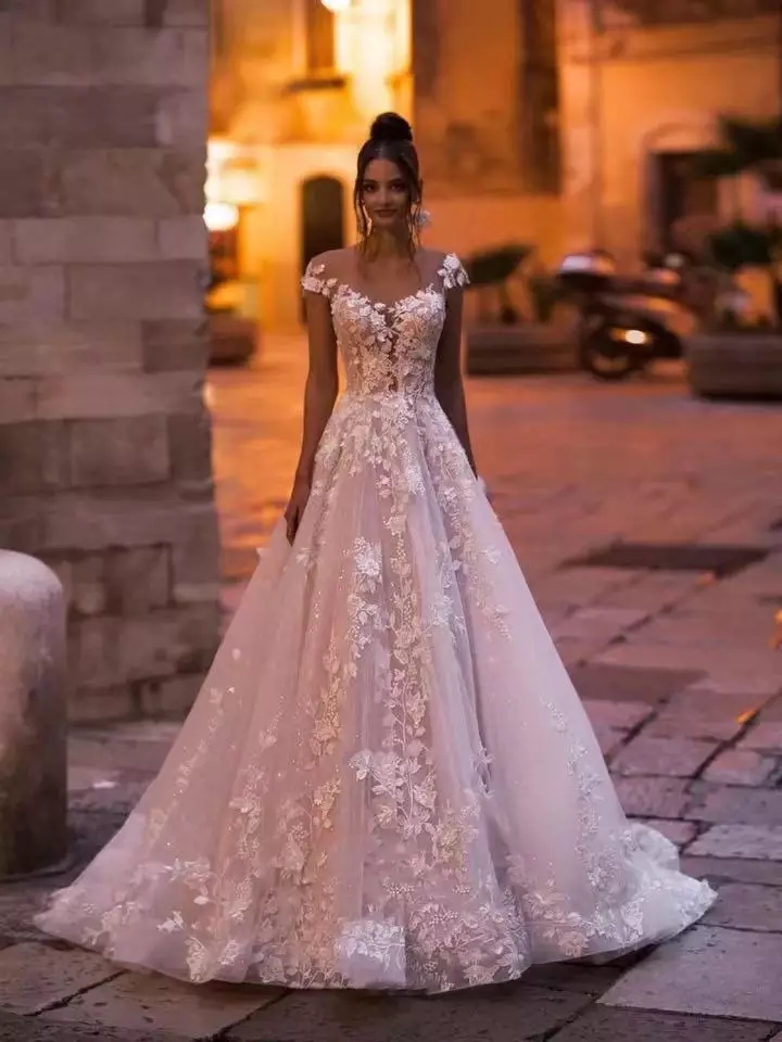 Vestido de Novia Vintage con A - Bead Cap Flower reseña y precio