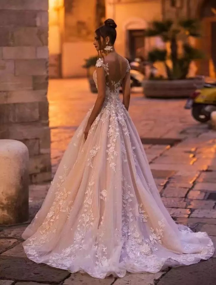 Vestido de Novia Vintage con A - Bead Cap Flower reseña y precio